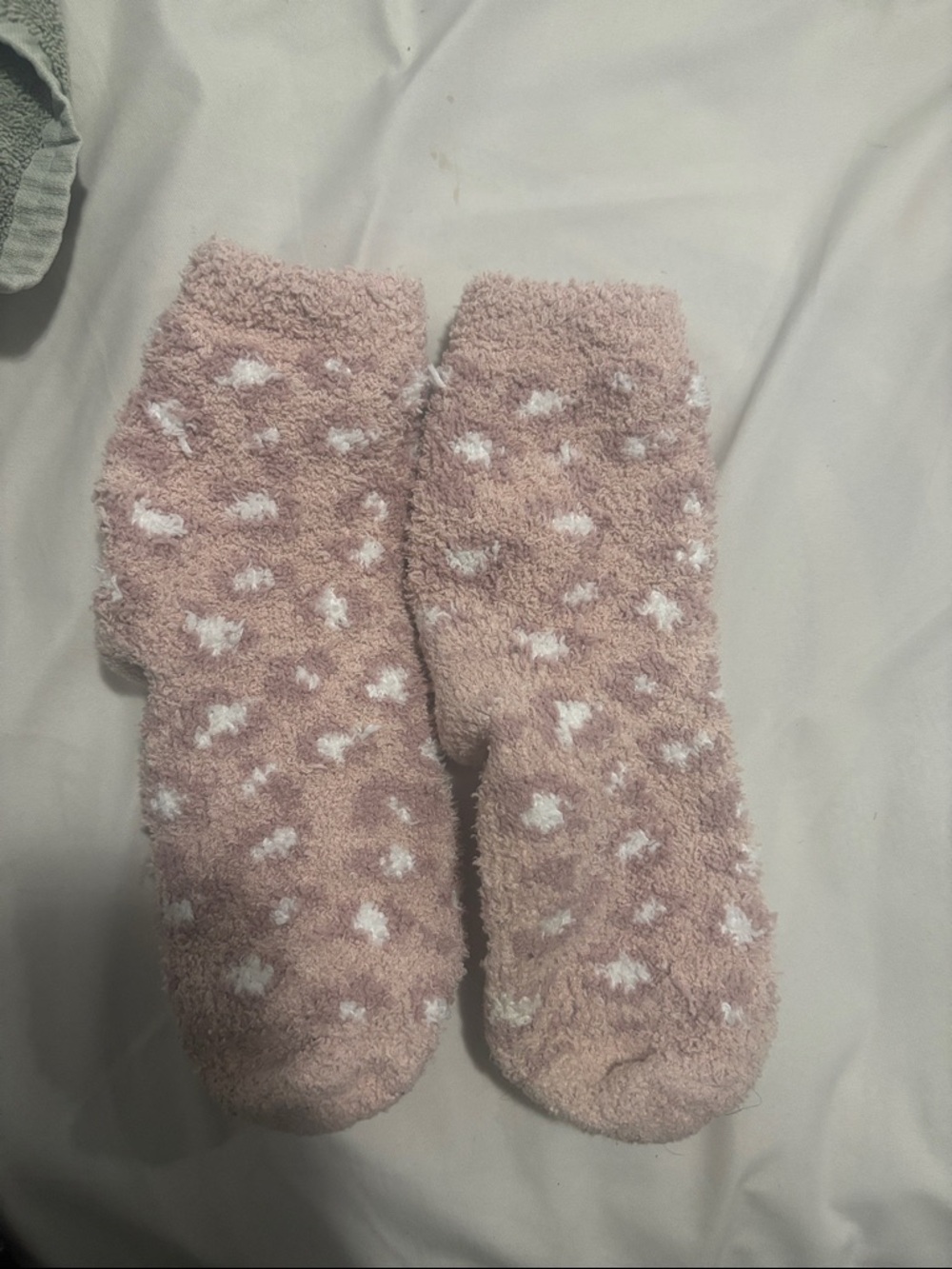 Cozy Pink Fuzzy Socks with White Heart Dots